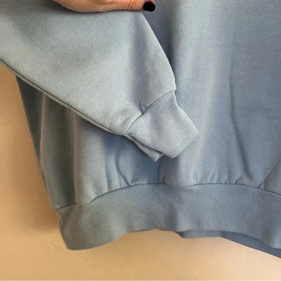 Vintage “Maine” Sweatshirt Baby Blue Snowy Bird Winter Scene Chickadees Glitter - Picture 3 of 5